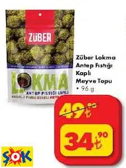 Züber Lokma Antep Fıstığı Kaplı Meyve Topu