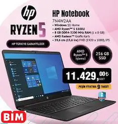 Hp Ryzen 5 Hp Notebook 7N4W2AA Laptop Taşınabilir Bilgisayar
