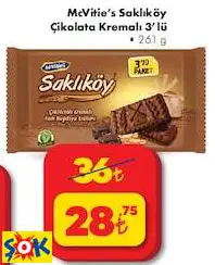 Mcvitie’S Saklıköy Çikolata Kremalı Bisküvi 3’Lü • 261 G