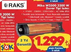 Raks Mika W2500 2300 W Duvar Tipi Isıtıcı