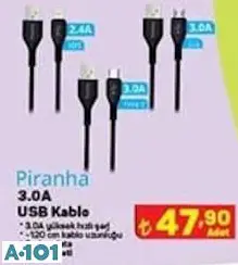 Piranha 3.0A Usb Kablo