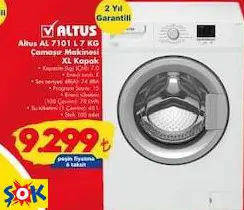 Altus AL 7101 L 7 KG Çamaşır Makinesi XL Kapak