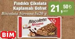 Biscolata Nirvana Fındıklı Çikolata Kaplamalı Gofret