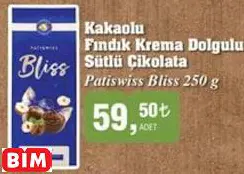 Patiswiss Bliss Kakaolu Fındık Krema Dolgulu Sütlü Çikolata