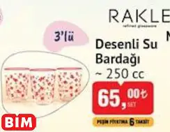 Rakle Desenli Su Bardağı