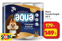 Aqua Tuvalet Kağıdı 32’Li • 3 Katlı