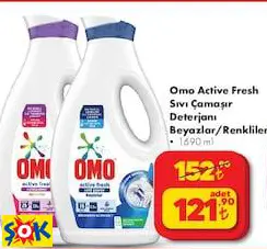 Omo Active Fresh Sıvı Çamaşır Deterjanı Beyazlar/Renkliler 1690 Ml