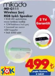 Mikado MD-G111 Wireless Şarj RGB Işıklı Speaker Hoparlör