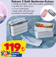 Petcom 3 Katlı Beslenme Kutusu Petcom 3 Katlı Beslenme Kutusu