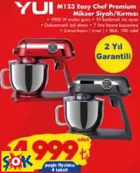 yui M123 Easy Chef Premium Mikser Siyah/Kırmızı yui M123 Easy Chef Premium Mikser Siyah/Kırmızı