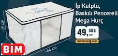 İp Kulplu, Baskılı Pencereli Mega Hurç İp Kulplu, Baskılı Pencereli Mega Hurç