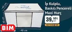 İp Kulplu, Baskılı Pencereli Maxi Hurç İp Kulplu, Baskılı Pencereli Maxi Hurç