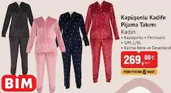 Kapüşonlu Kadife Pijama Takımı Kadın