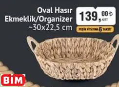 Naturalove Oval Hasır Ekmeklik/Organizer ~30X22,5 Cm