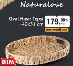 Naturalove Oval Hasır Tepsi ~40X31 Cm