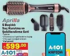 aprilla 5 başlıklı saç kurutma ve şekillendirici seti