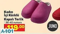 juno içi kürklü kapalı terlik
