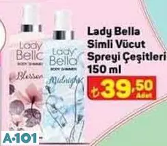 lady bella simli vücut spreyi çeşitleri 150ml