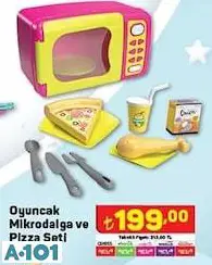 oyuncak mikrodalga ve pizza seti
