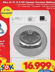 Altus AL 81 IC 8 KG Çamaşır Kurutma Makinesi Altus AL 81 IC 8 KG Çamaşır Kurutma Makinesi