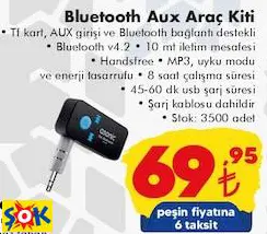 Bluetooth Aux Araç Kiti Bluetooth Aux Araç Kiti