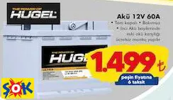 Hugel Akü 12V 60A Hugel Akü 12V 60A
