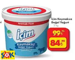 İçim Kaymaksız Doğal Yoğurt 3 Kg