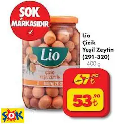 Lio Çizik Yeşil Zeytin (291-320) 400 g Lio Çizik Yeşil Zeytin (291-320) 400 g