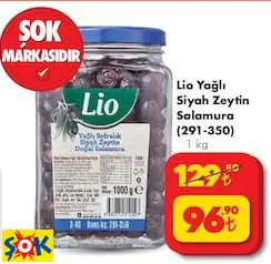 Lio Yağlı Siyah Zeytin Salamura (291-350) 1 Kg