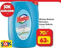 Mintax Bulaşık Deterjanı Limon Kokulu 4 Kg