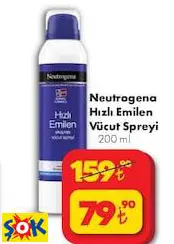 Neutrogena Hızlı Emilen Vücut Spreyi 200 ml Neutrogena Hızlı Emilen Vücut Spreyi 200 ml