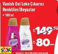 Vanish Oxi Leke Çıkarıcı Renkliler/Beyazlar • 1000 Ml