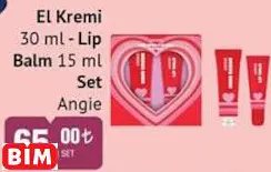 Angie El Kremi 30 Ml - Lip Balm 15 Ml Set