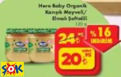Hero Baby Organik Karışık Meyveli/ Elmalı Şeftalili 120 G
