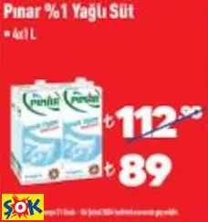Pınar %1 Yağlı Süt • 4X1 L