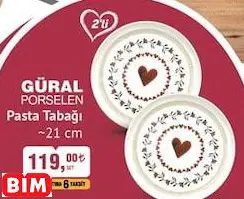 Güral Porselen Pasta Tabağı ~21 Cm