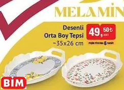 Desenli Melamin Orta Boy Tepsi ~35X26 Cm