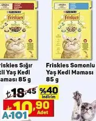 Friskies Somonlu/Sığır Etli Yaş Kedi Maması 85G