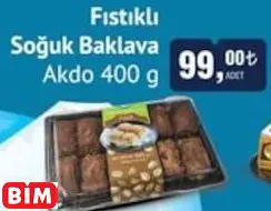 Akdo Fıstıklı Soğuk Baklava Akdo Fıstıklı Soğuk Baklava - BİM'de 99,00 TL