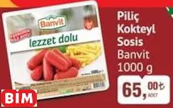 Banvit Piliç Kokteyl Sosis Tavuk Banvit Piliç Kokteyl Sosis Tavuk - BİM'de 65,00 TL