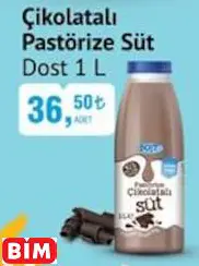 Dost Çikolatalı Pastörize Süt Dost Çikolatalı Pastörize Süt - BİM'de 36,50 TL