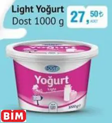 Dost Light Yoğurt Dost Light Yoğurt - BİM'de 27,50 TL