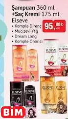Elseve Şampuan 360 ml +Saç Kremi 175 ml Elseve Şampuan 360 ml +Saç Kremi 175 ml - BİM'de 95,00 TL