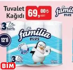 Familia Plus Tuvalet Kağıdı Familia Plus Tuvalet Kağıdı - BİM'de 69,00 TL