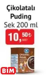 Sek Çikolatalı Puding Sek Çikolatalı Puding - BİM'de 10,50 TL