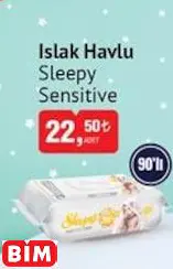 Sleepy Sensitive Islak Havlu Sleepy Sensitive Islak Havlu - BİM'de 22,50 TL