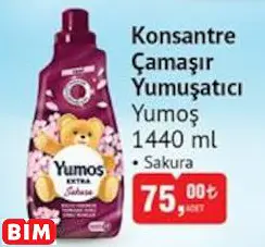 Yumoş Konsantre Çamaşır Yumuşatıcı Yumoş Konsantre Çamaşır Yumuşatıcı - BİM'de 74,50 TL