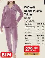 Düğmeli Kadife Pijama Takımı Kadın