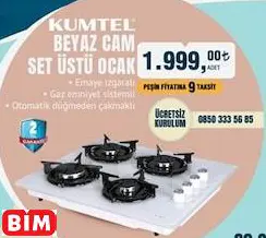 Kumtel Beyaz Cam Set Üstü Ocak