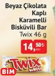 Twix Beyaz Çikolata Kaplı Karamelli Bisküvili Bar